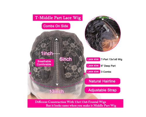 13x1x4 Jerry Curl 13x1x6 T part Lace Transparent Human Hair Wigs 180%