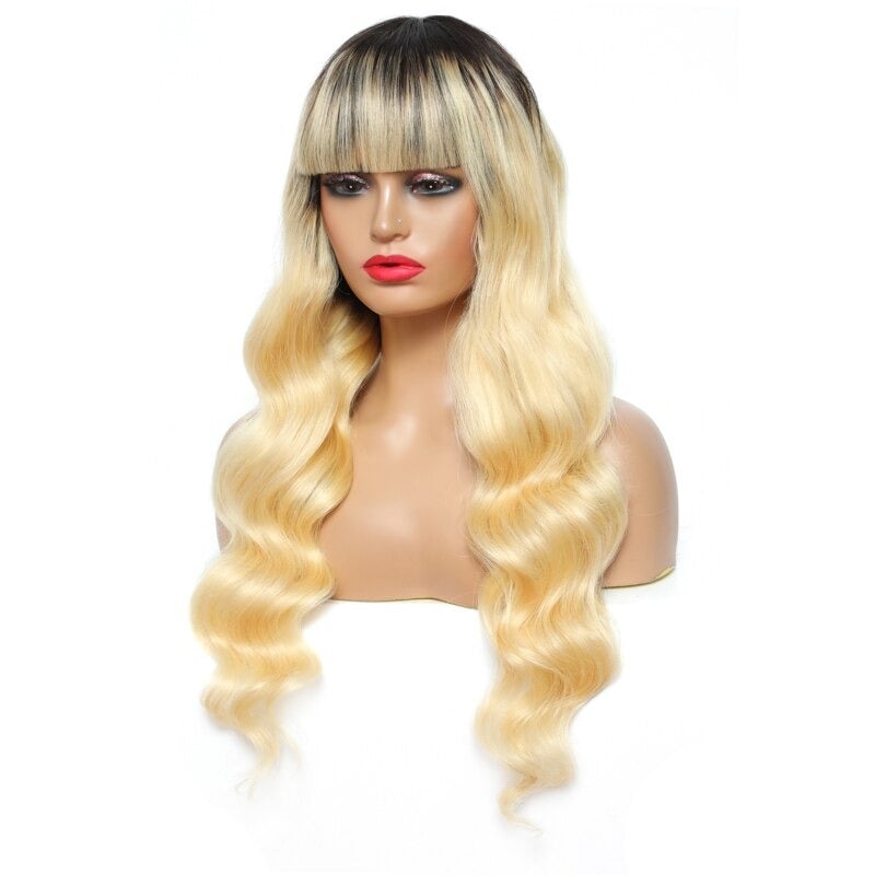 #1B/613 Body Wave 180% Density #613 Wig with Bang 200% Density Human H