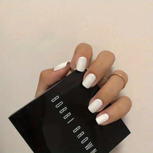 24 Pcs Press On Nails Short Matte White