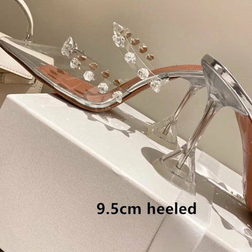 Star style Rivet Transparent PVC Cup Heeled Women Sandals