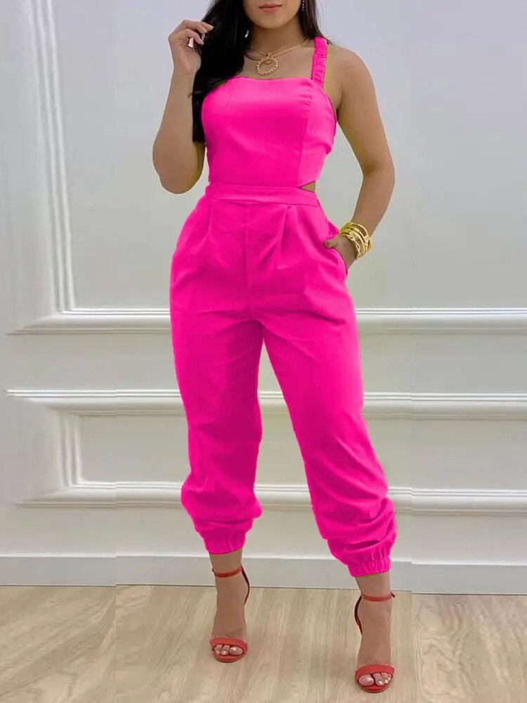 Printed Strapless Jumpsuit Strapping Loose Pants