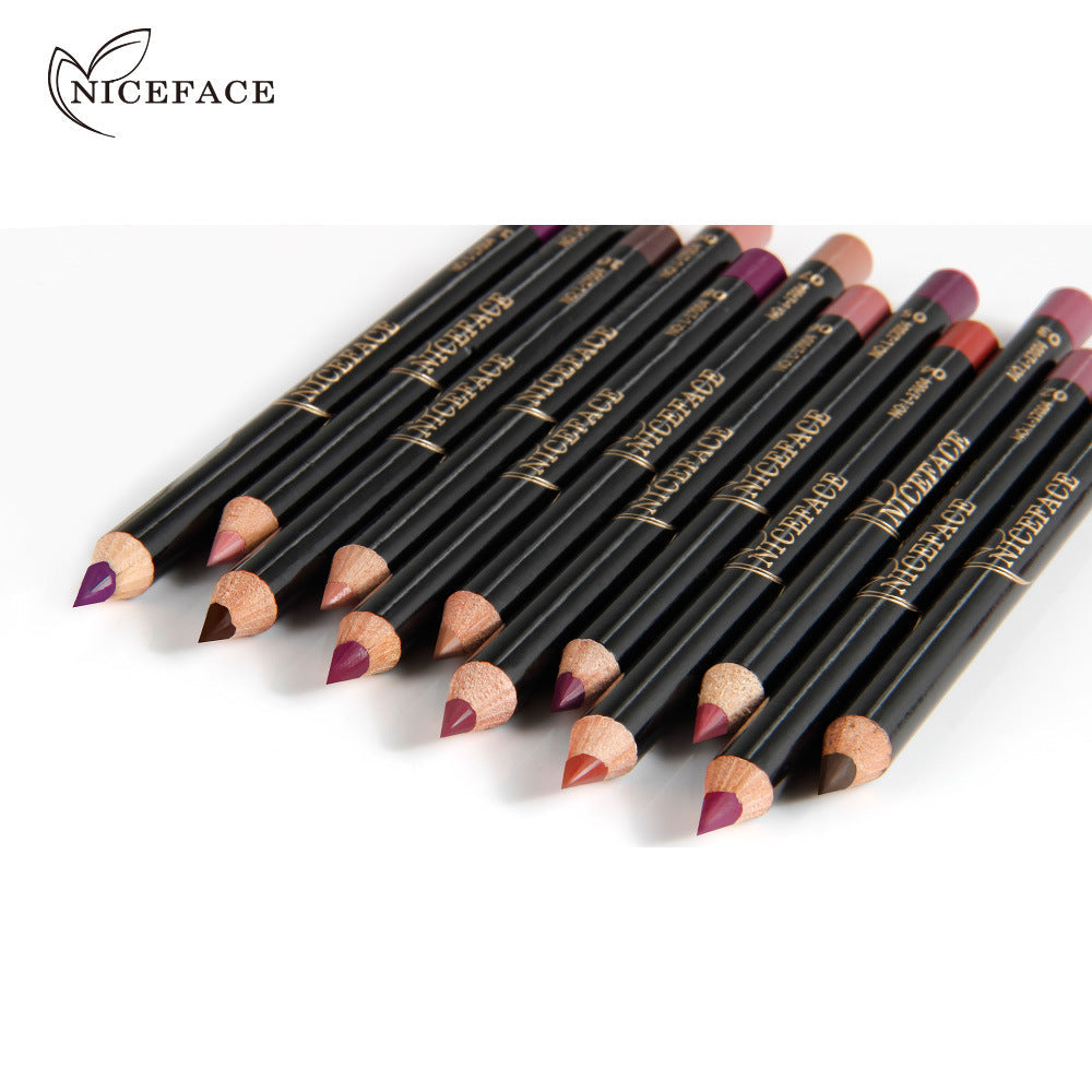 NICEFACE Nude Color Lip Pencil 12 Color Waterproof Lip Liner Nude Colo