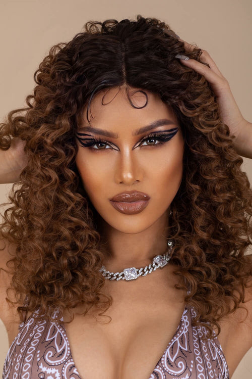 13*2‘’ Lace Front Wigs Synthetic Long Curly 22'' 150% Density