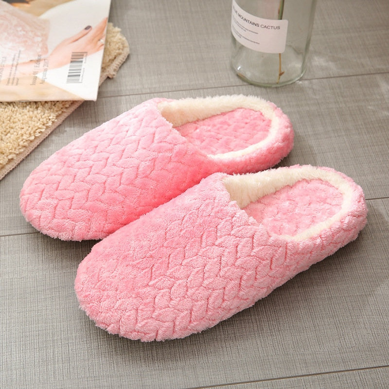 Women Indoor Slippers Warm Plush Lovers Home Slipper Anti Slip Autumn