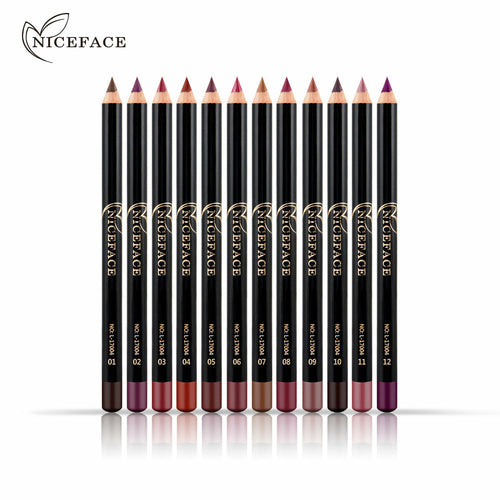 NICEFACE Nude Color Lip Pencil 12 Color Waterproof Lip Liner Nude Colo