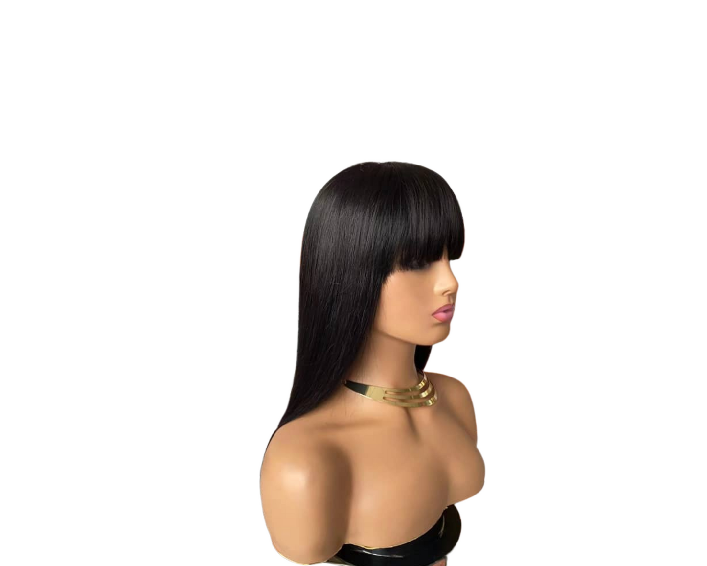 Straight Human Hair Wigs With Bangs Full Machine Made Brazilian Human