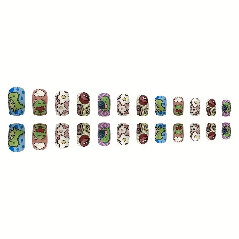 24pcs Cute Cartoon Press On Nails