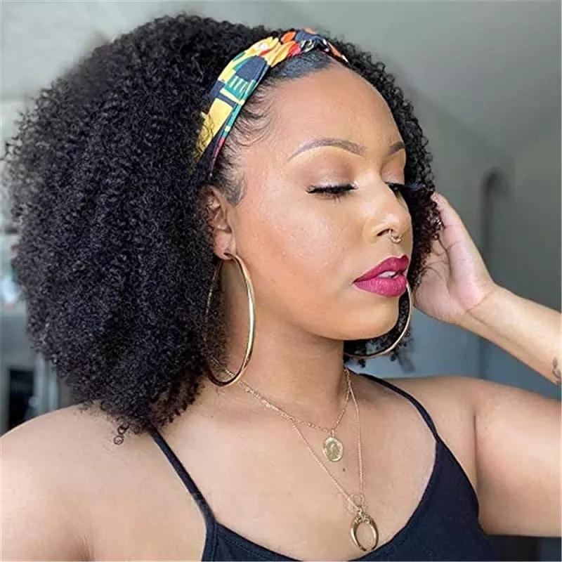 BeuMax Headband Afro Kinky curly Scarf Human Hair Wigs