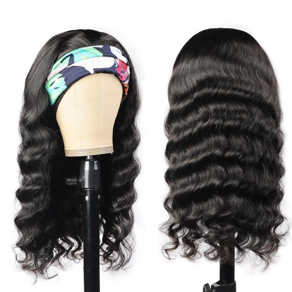 Headband Wig Loose Body Wave Human Hair Scarf Wig No GLUE Easy Wear