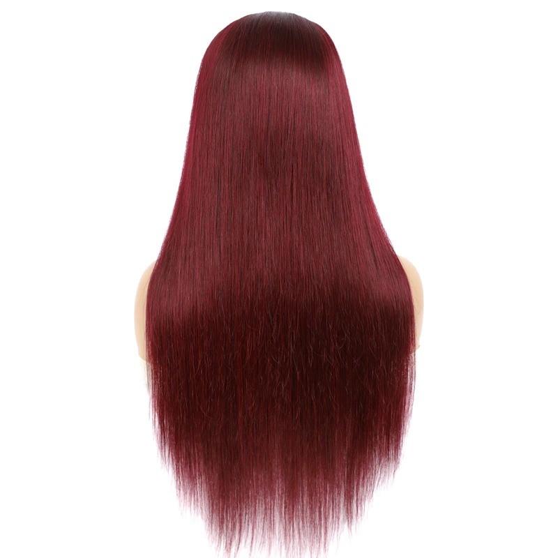 Burgundy Headband Straight Human Hair Wig #99J  Scarf Wig No GLUE Easy