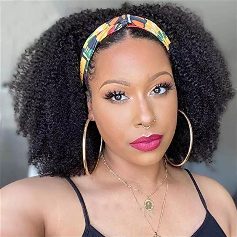 BeuMax Headband Afro Kinky curly Scarf Human Hair Wigs