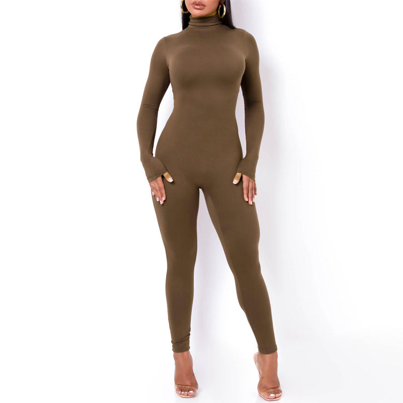 Solid Color Compression Fitness Jumpsuit