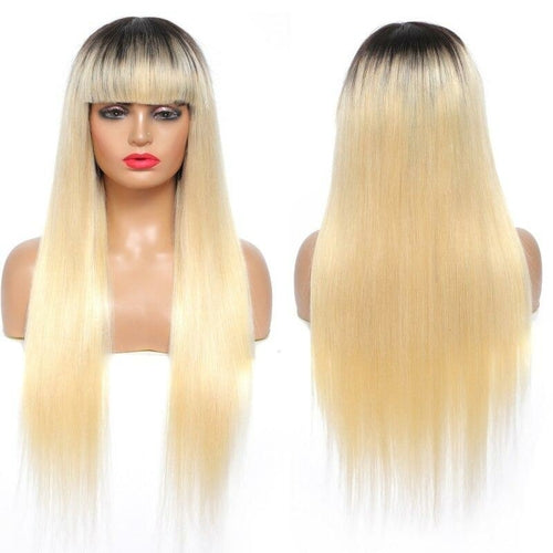 #1B/613 Straight 180% Density #613 Wig with Bang 200% Density Human