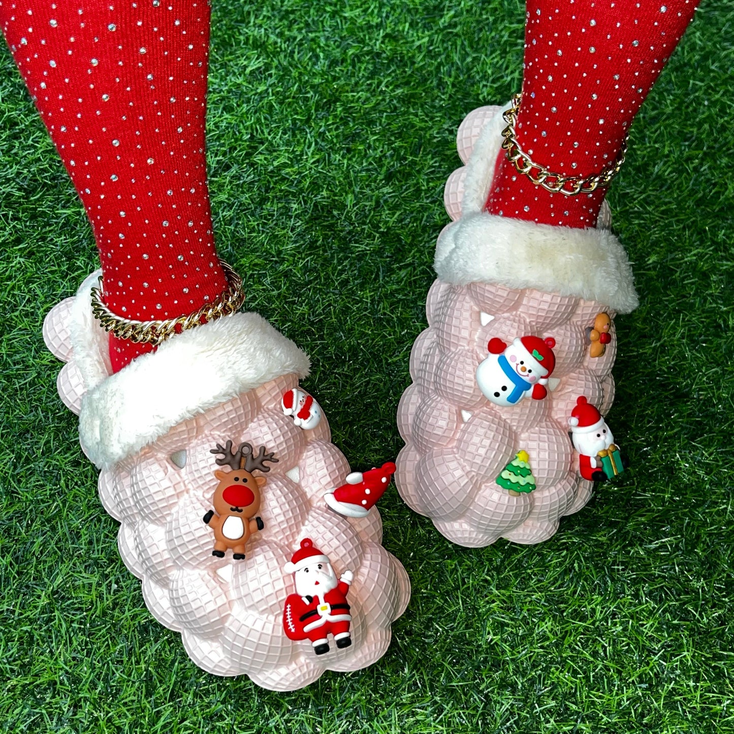 Furry House Slides for Chirstmas Funny DIY Bubble Slippers