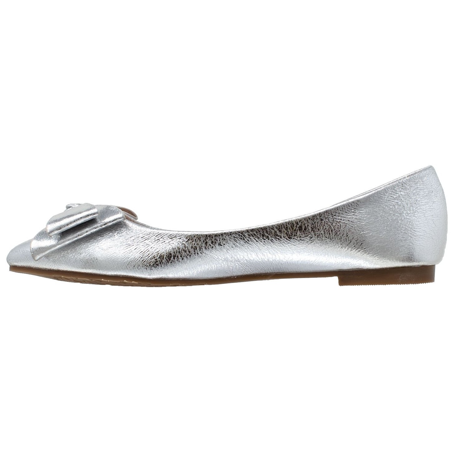 Metallic Bow Pointed Toe Ballet Flat