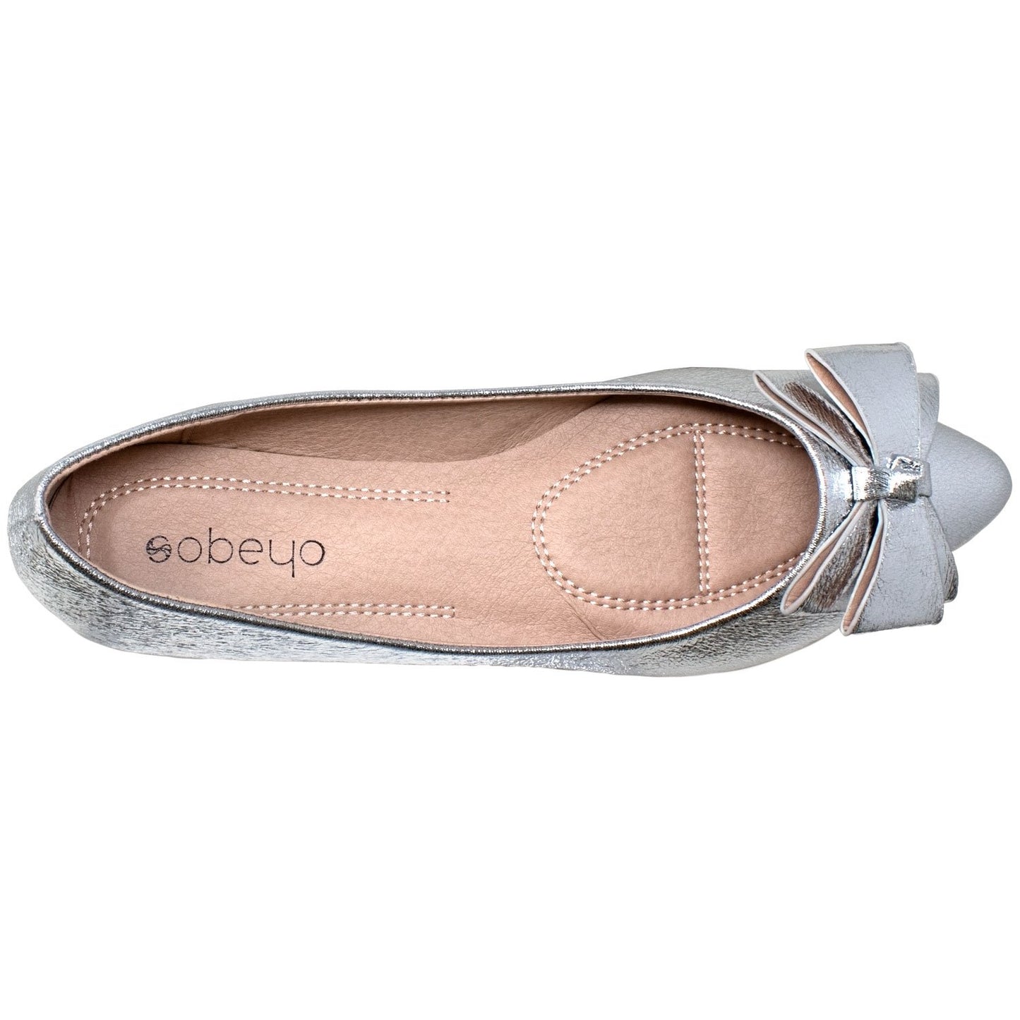 Metallic Bow Pointed Toe Ballet Flat