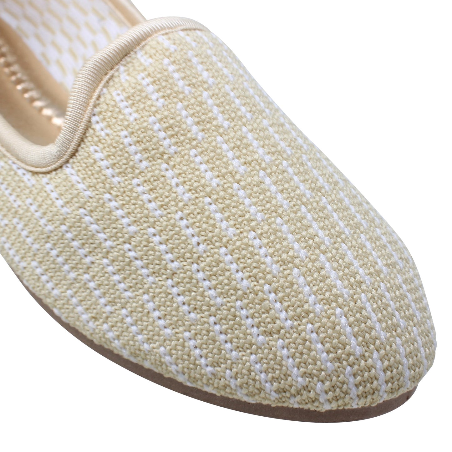 SOBEYO Women's Ballet Flats Sweater Soft Rubber Sole Shoes Beige Suede