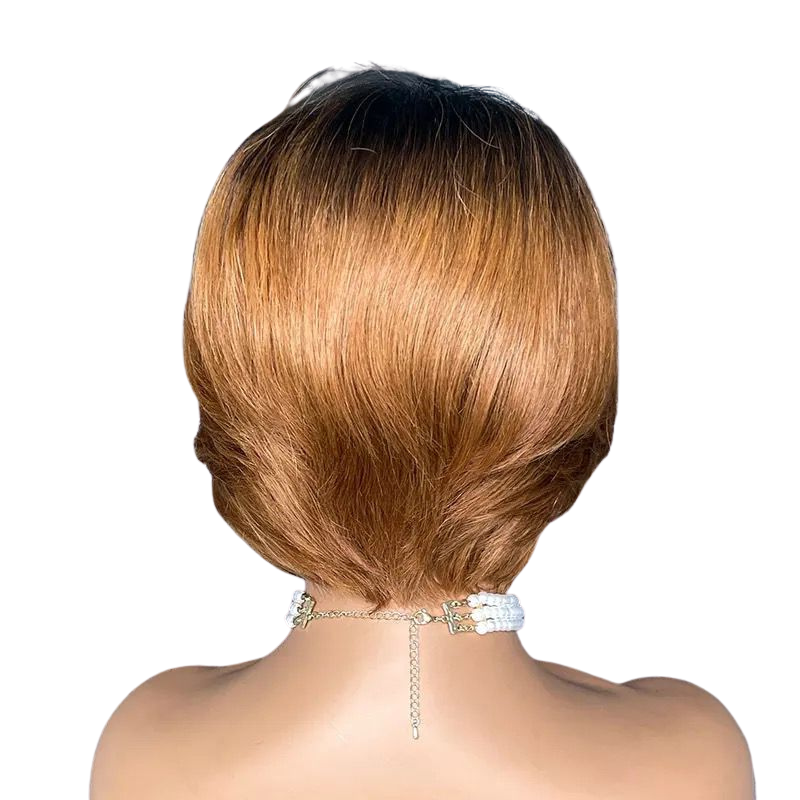 Ombre Short Bob Pixie Cut 13x4x1 T Lace Front Straight Human Hair Wigs