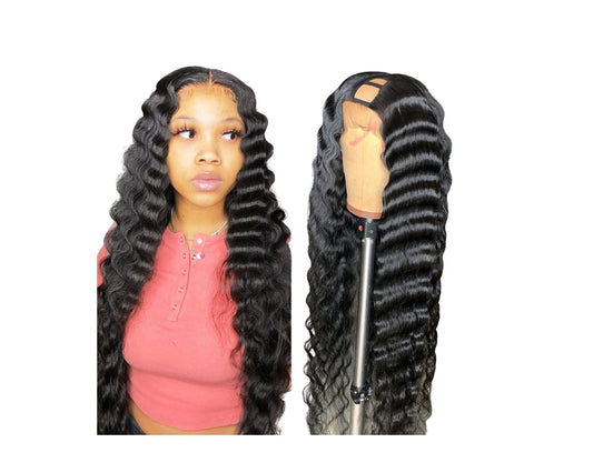 U Part Wig Loose Deep Human Hair Wigs For Black Women Brazilian Remy H