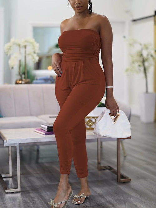 Summer Off Shoulder Tube Jumpsuit Sexy Slim Overalls