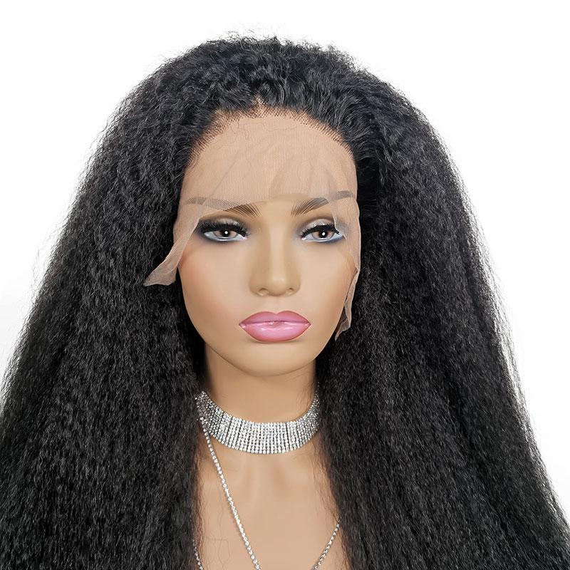 13x4 HD Transparent Lace Frontal Kinky Straight Human Hair Wigs 200% D