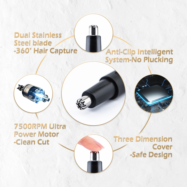 Waterproof Ear and Nose Hair Trimmer for Women & Men