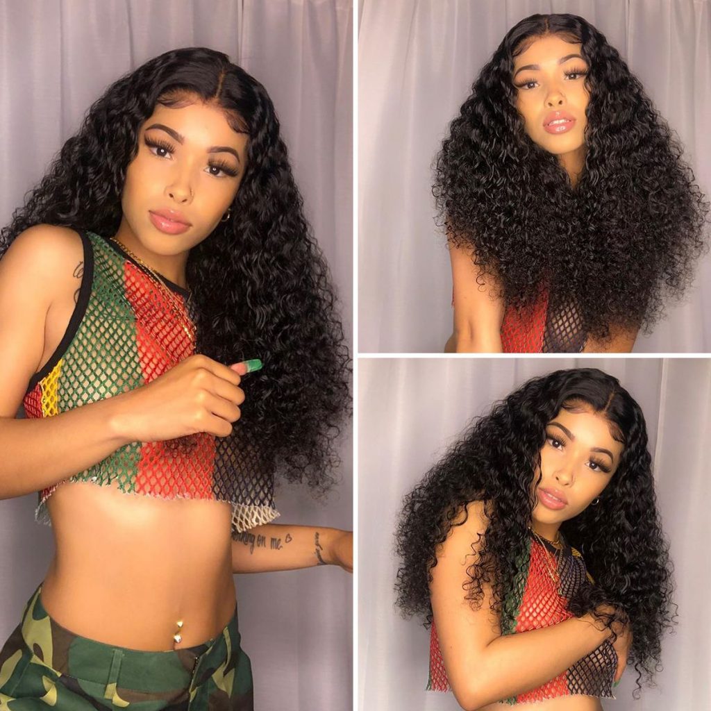 13x1x4 Jerry Curl 13x1x6 T part Lace Transparent Human Hair Wigs 180%