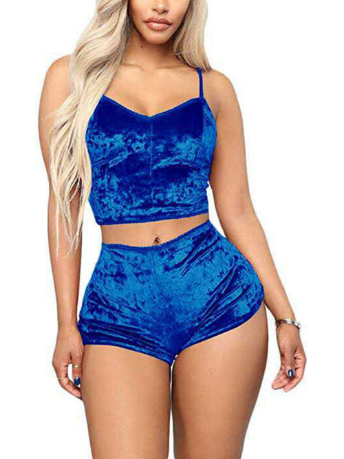 Sexy Velvet V-neck Underwear Two-Piece Set Sexy Lingerie Homewear Set