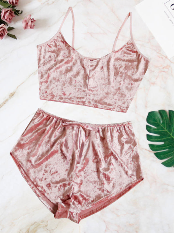 Sexy Velvet V-neck Underwear Two-Piece Set Sexy Lingerie Homewear Set