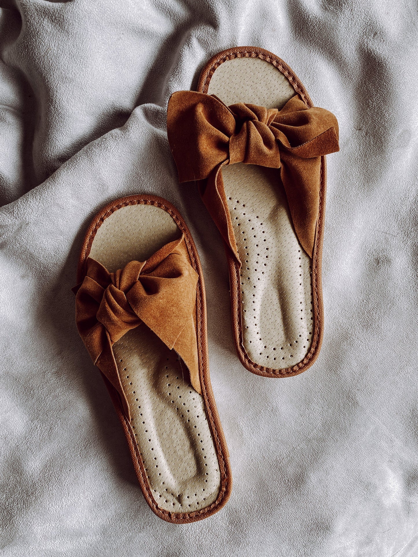 Brown Ribbon Slippers