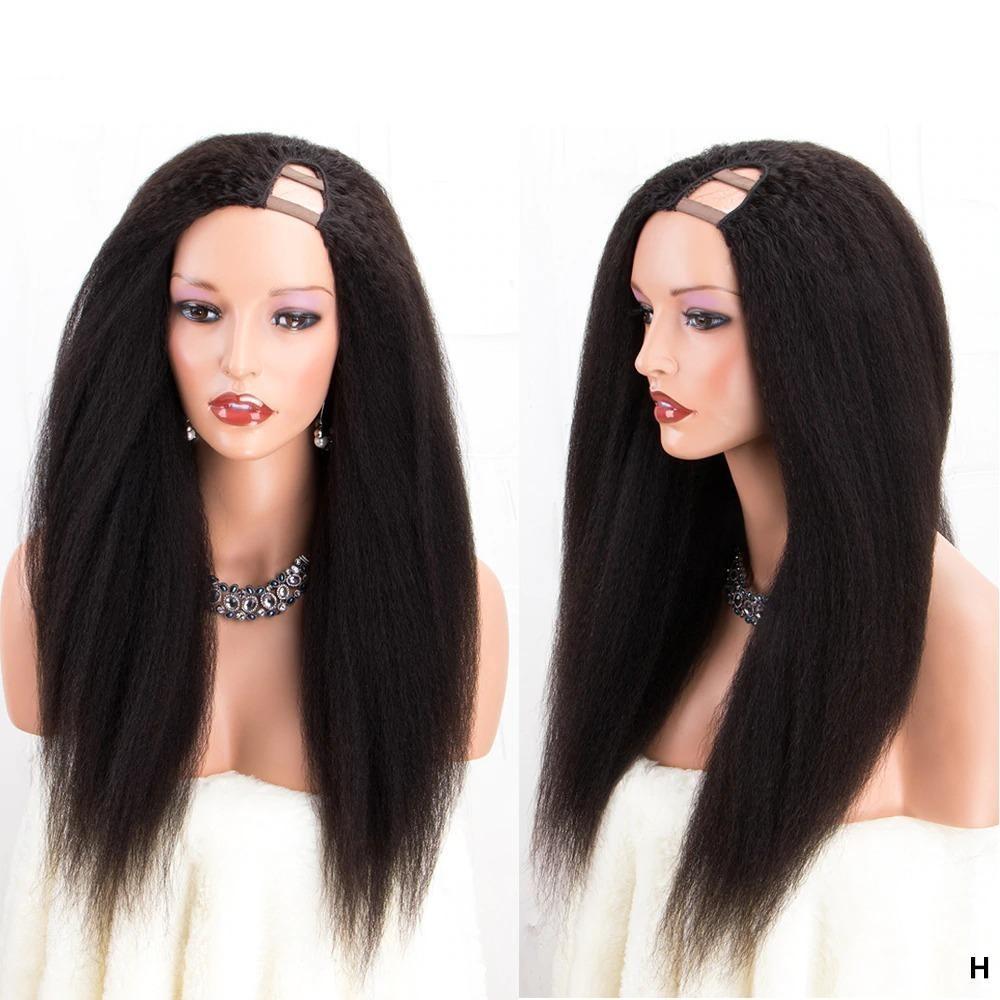 U Part Wig Kinky Straight Human Hair Wigs For Black Women Brazilian Re