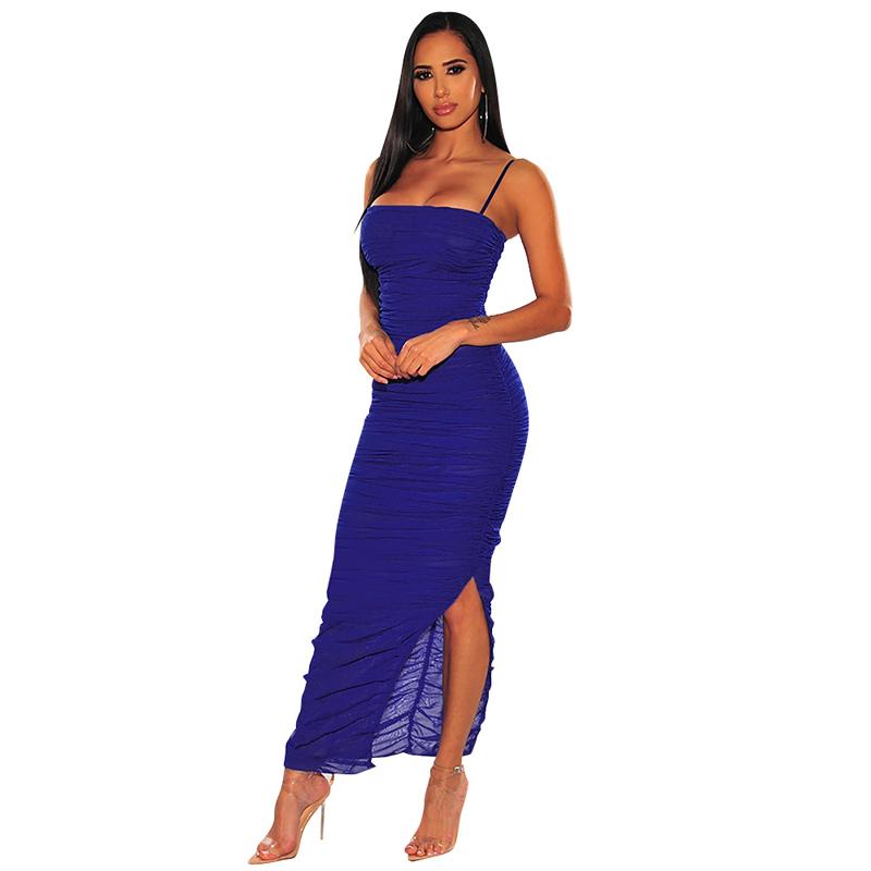 Fashion New Pleated Bodycon Slit Dress Sexy Summer high quality