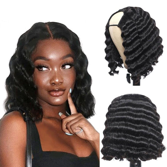 Short Bob U Part Wig Human Hair Loose Deep Wave Brazilian Remy Glueles